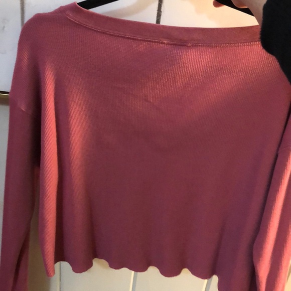Long sleeve mid rise crop top rose pink - Picture 4 of 4